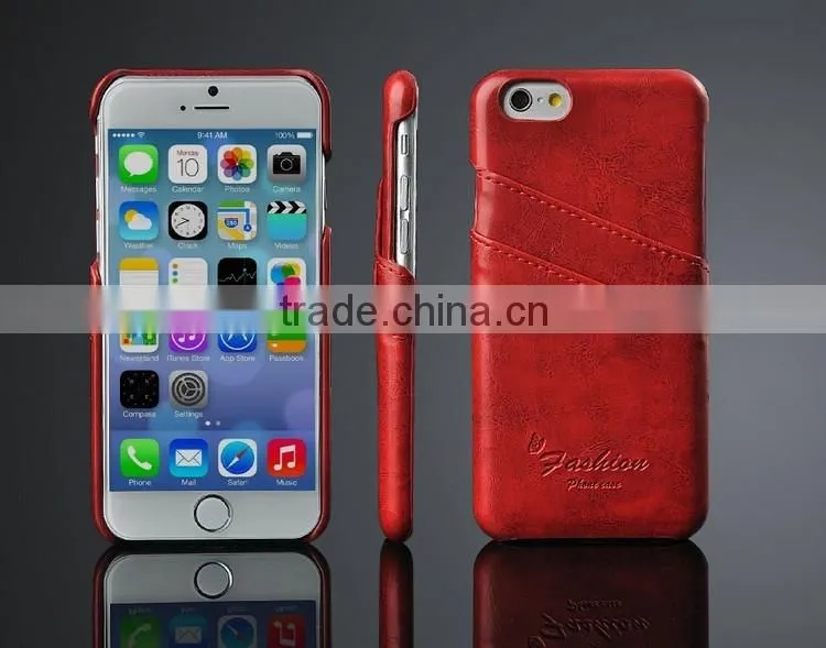 High Quality Oil-wax Leather with Card Slot Leather Back Cover Cases For iPhone 6 / 6s 4.7'' For iPhone 6 6s / Plus 5.5