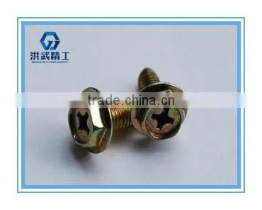 Cross recessed hexagon bolts with indentation