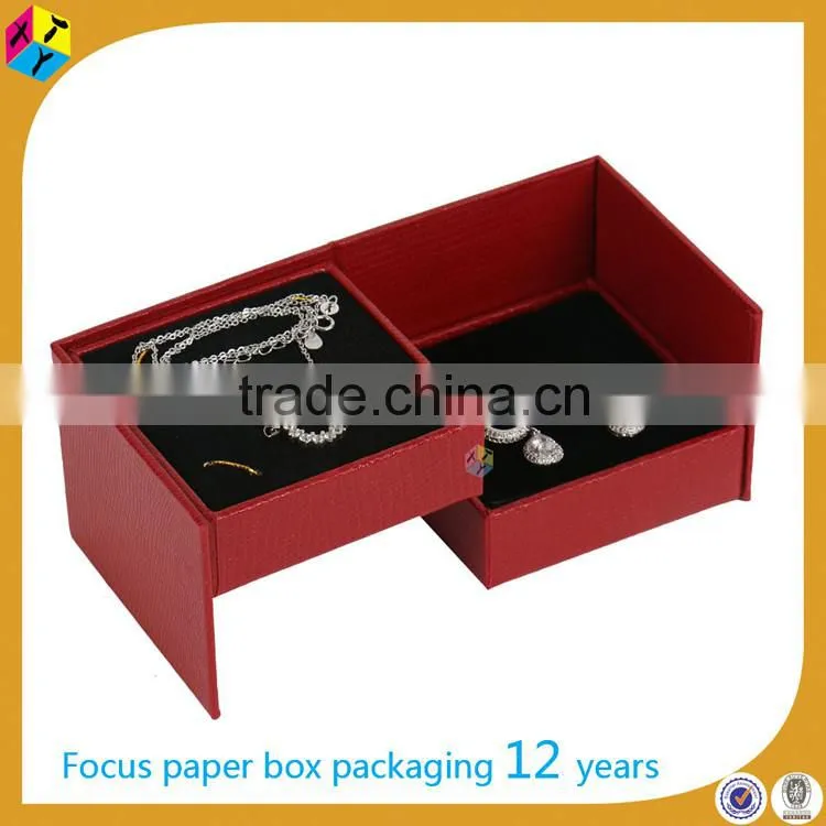 red rigid paper cardboard packaging tiered boxes