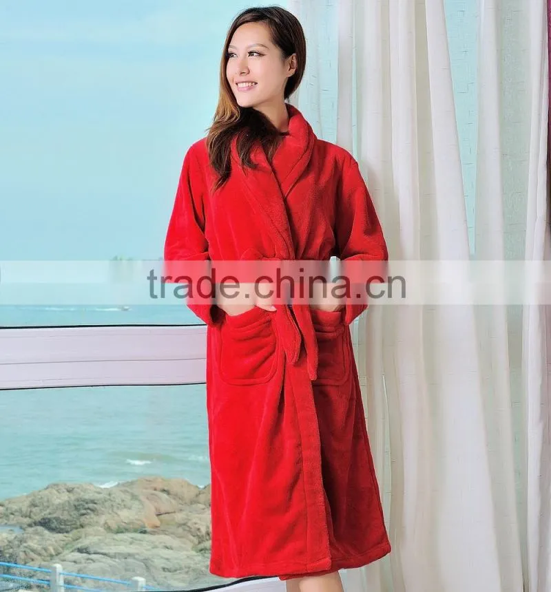 Super Soft Feel Coral Fleece Bathrobe Women bathrobe