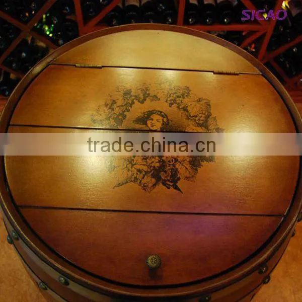 SICAO Compressor Wooden Barrel Wine Cooler, Refrigerated Barrel Wooden Wine Cooler, Oak Wood Wine Fridge for wine storage