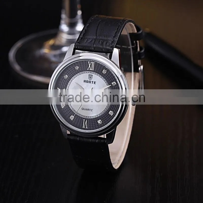 2016 New product quartz mens watches Real MOP dial genuine leather watches hot style good quality