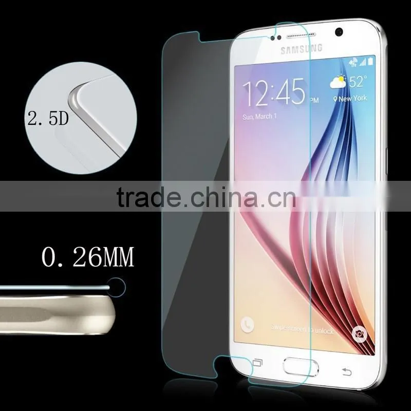 Wholesale For Phone accessories Samsung galaxy s6 screen protector / 0.26mm 9H asahi tempered glass screen protector