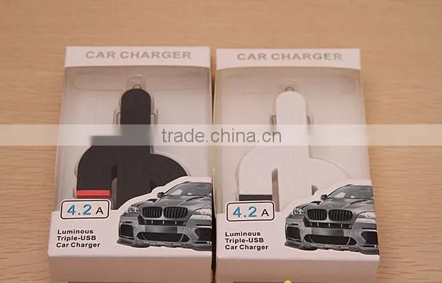 cactus shape usb charger 5v 4a three usb port universal mini car charger for mobile phone