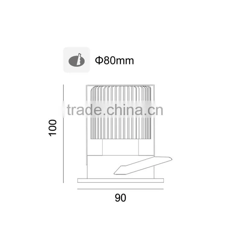 TEC002C10WHT1 LED COB 10W Big Size White Recessed LED downlight