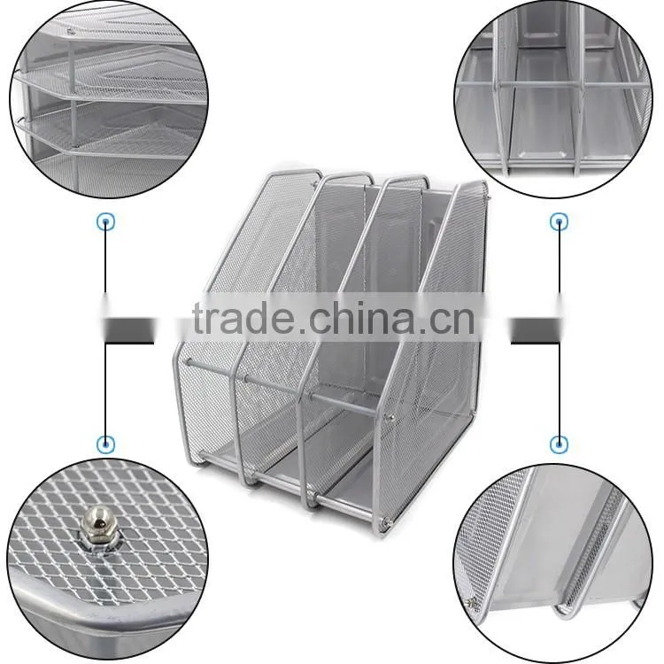 EasyPAG 3 compartment assemble metal wire mesh desktop magazine rack