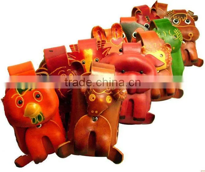 wholesales animal shaped genuine leather coin purse/ wallet handmade leather coin purse customized leather coin purse