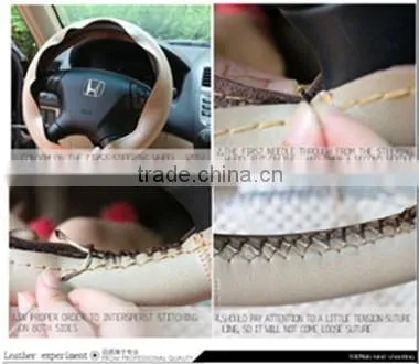Manufacturing good quality 100% real leather steering wheel cover for cars