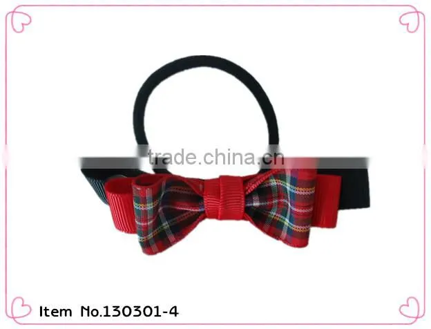 Round Metal Free hair elastic band with grosgrain bowknot