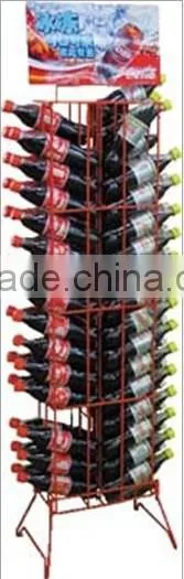 Supurmarket advertisng metal floor standing/ soda bottle display rack