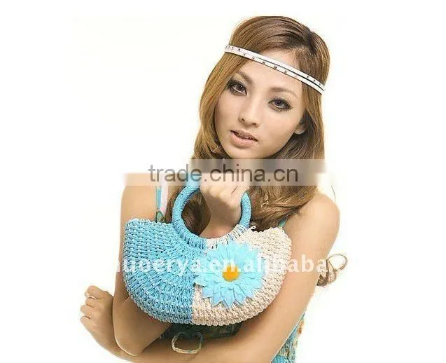 cotton print straw bag