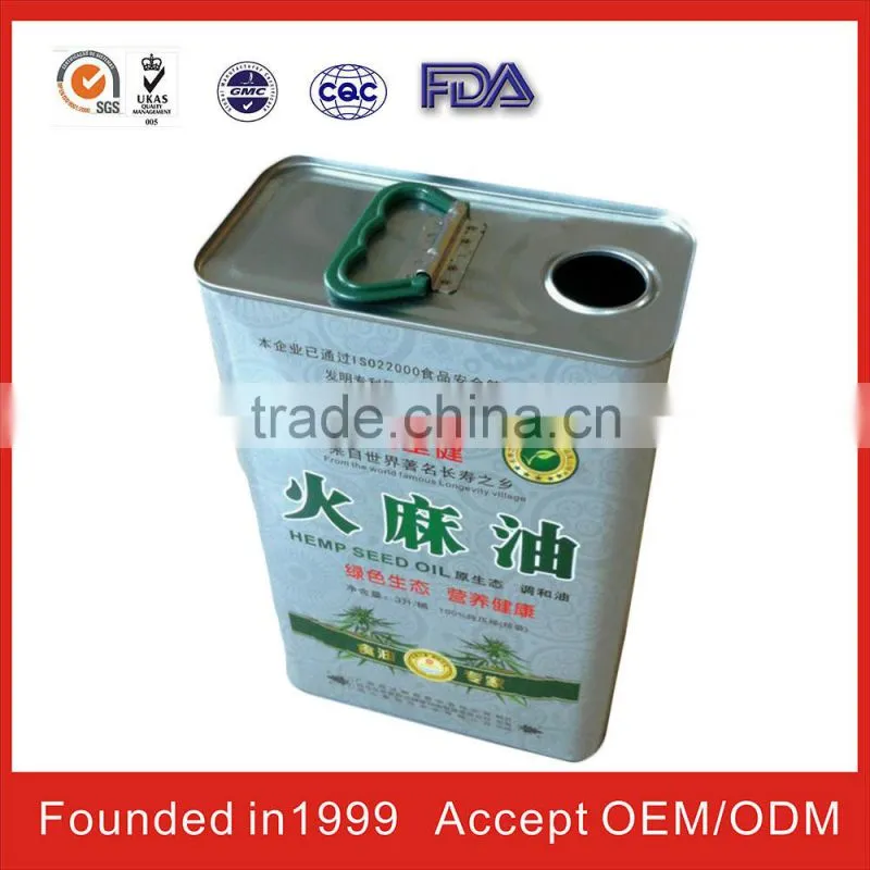 china square olive oil tin for FDA