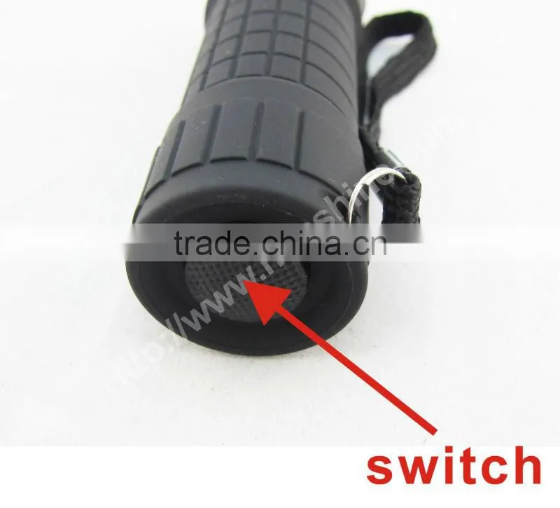 mini multicolor 14 led rubber flashlight with 3aaa battery