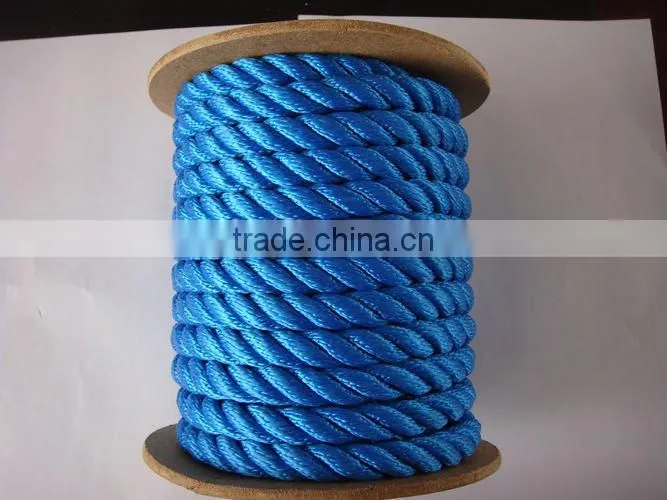 3-strand blue PP multifilament rope with reel packing