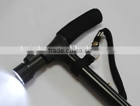 Folding Walking Stick foldable 4 section walking stick with led light crutch