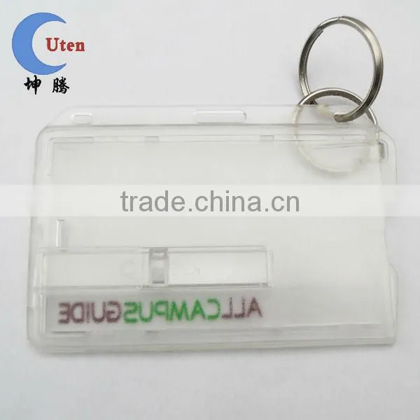 Transparent Rigid Plastic Credit Card Holder With Key Ring