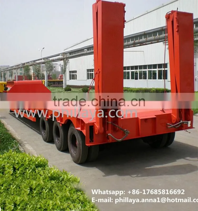 Tri-Axles Step-wise drop deck Lowbed Semi Trailer for Heavy duty equipment transporter