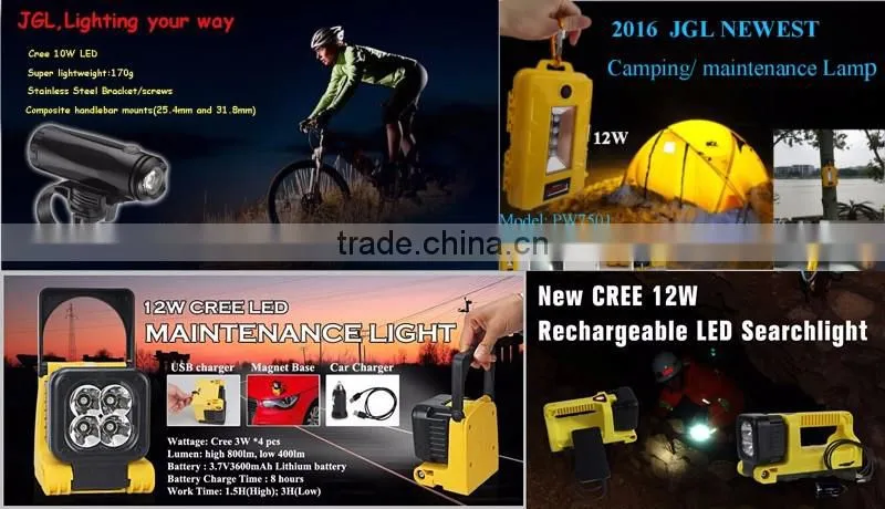 leading supplier from Guangzhou 2016 newest tool case maintenance working tool 12W LED watetproof rechargeable light PW7501