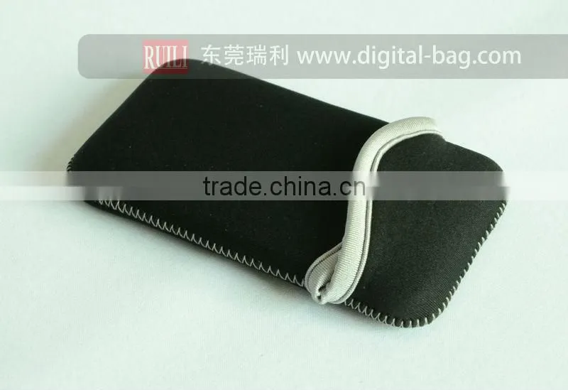 Black soft neoprene cell phone pouch/bag