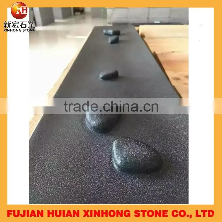 Square slate serving googfu tea tray with beautiful carved stones