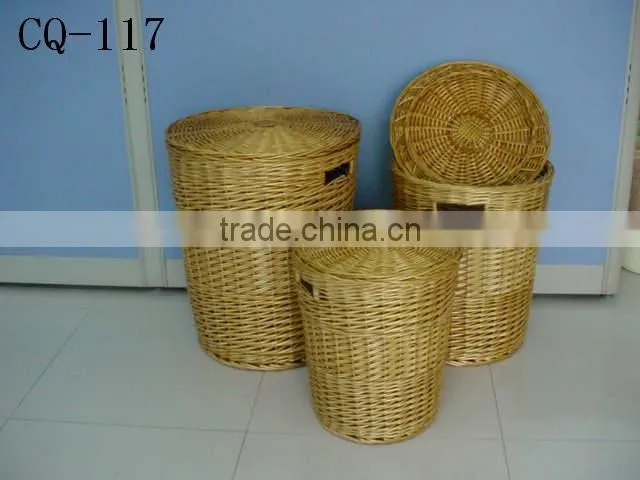 Hotsale multifunctional woven water hyacinth storage basket with spacer with cutting handle
