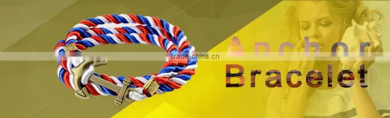 New Arrival Custom Anchor Nautical Hook Cotton Rope Bracelet Anchor Bracelet for Men