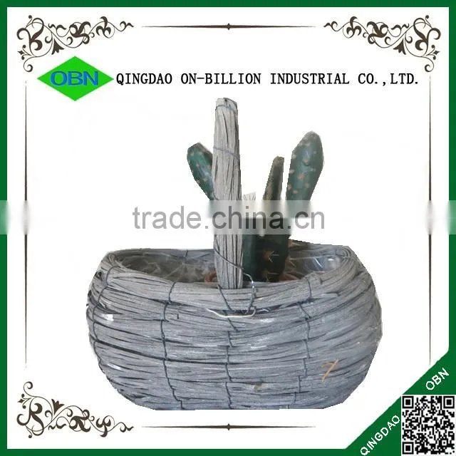 Rattan woven grey flower hanging basket