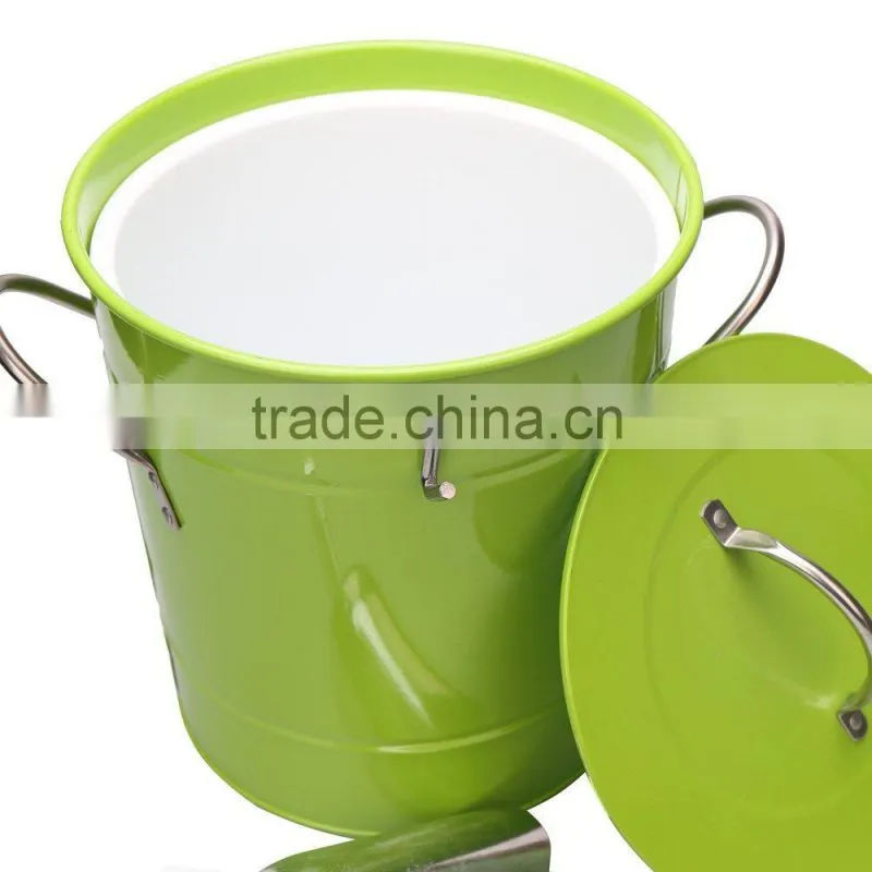 Wholesale Portable power coated metal ice bucket beer drink wine cooler with Scoop
