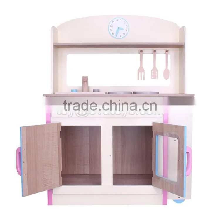 New style double-sided pretend play wooden kids play kitchen set W10C274
