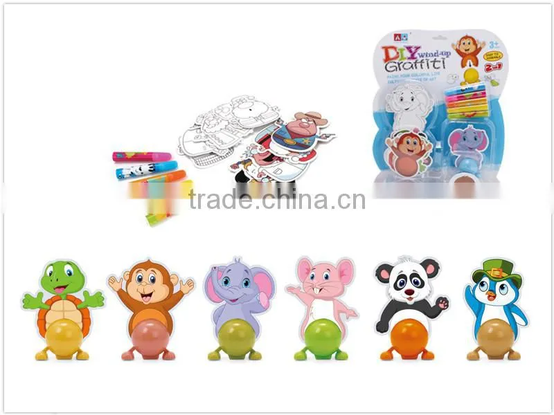 Wind up mini animal Inteligent DIY painting toy