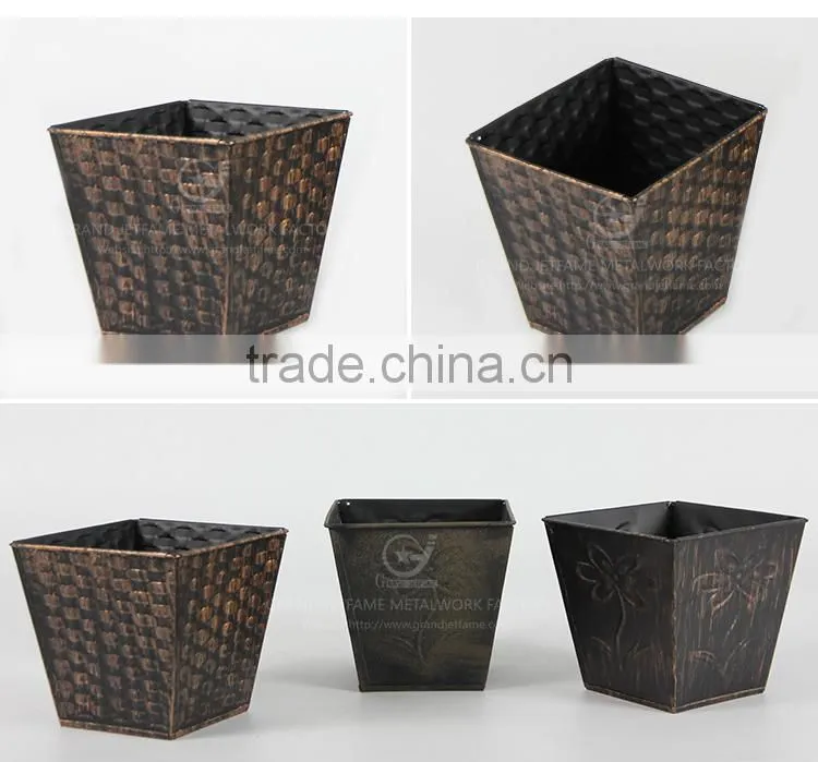 Galvanized garden wrought iron outdoor planters coated zinc flower pot