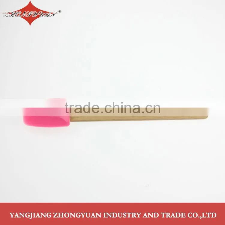 Flexible small silicone spatula and scraper with wood handle