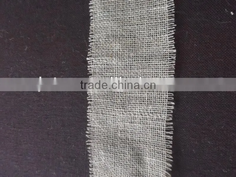 100% jute burlap ribbon raw edge nature wired