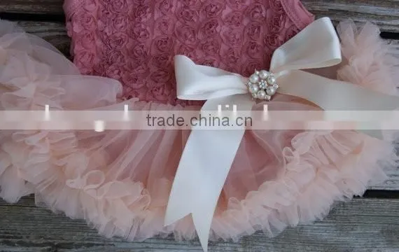 Rose Tutu Dress For 1 Years Old Girl Birthday Baby Girls First Birthday Frocks With Headband 2016 HSD5763
