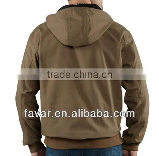 Mens Canvas Quilted Hooded Winter Worker Jacket Bomber Jacket