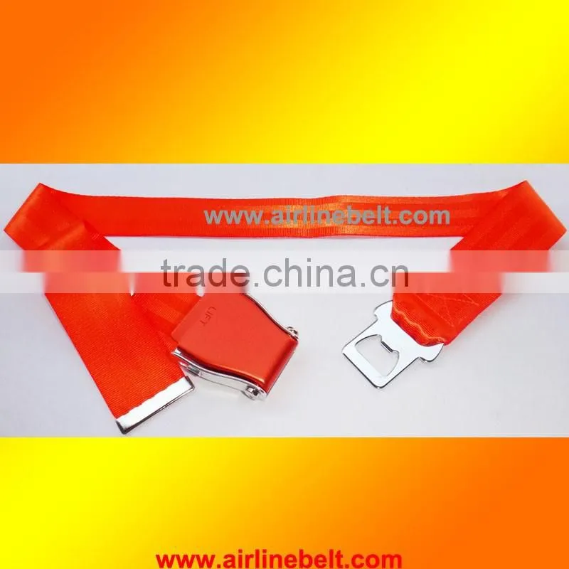Various colors airplane belt with metal end pieces/Beer bottle opener