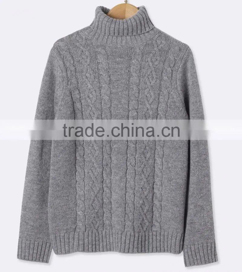 Boy's fashion soft turtleneck refined cables wool sweater (BKNB03)