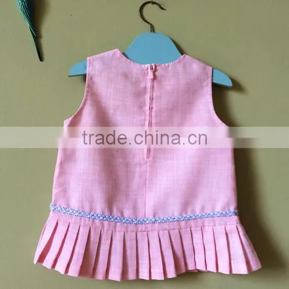 High quality baby dress girl woven pink frock fancy latest designs children dress