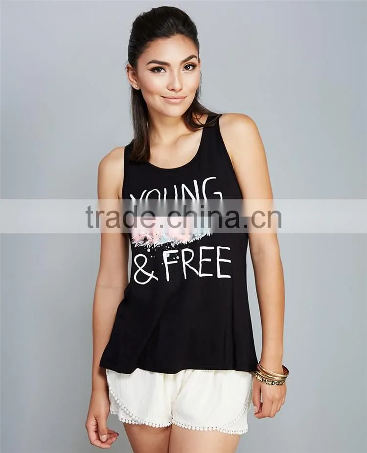 Printed workout tank top for women T back racer back tank tops