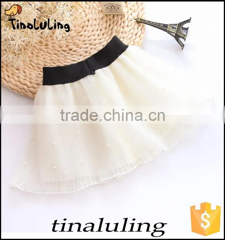 girls red tutu skirts with pearl children black elastic band mini skirts