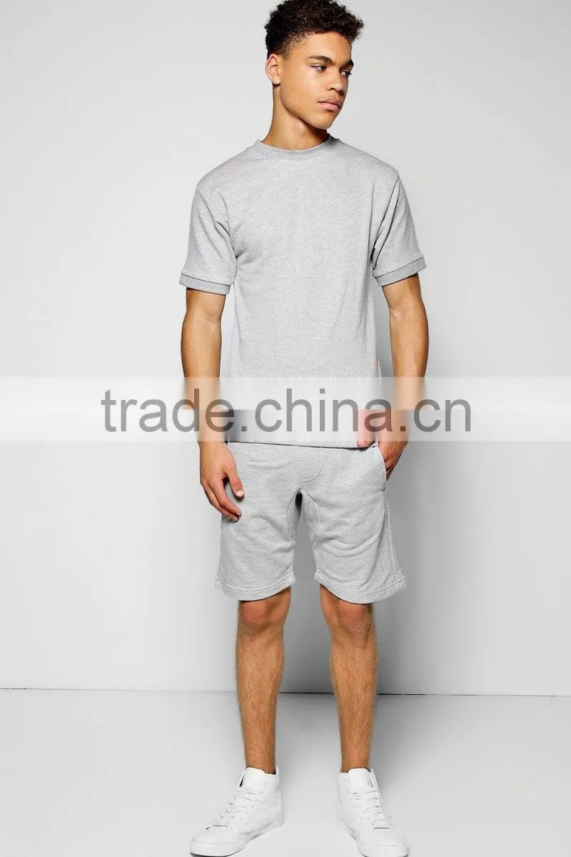 short sleeve tracksuit cotton and polyester sweatsuit for men custom