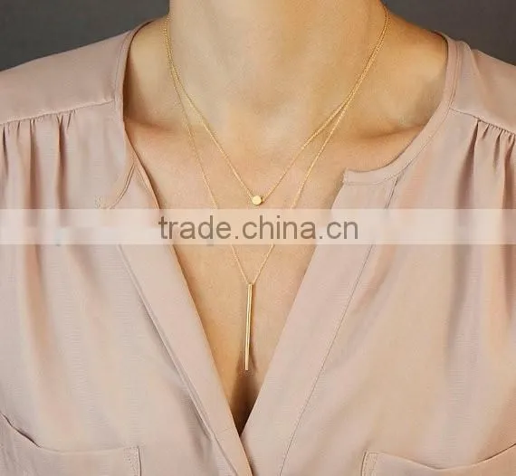 Light weight simple gold triangle bar pentagram pendant metal infinity women layer in necklace fashion jewelry jewellry