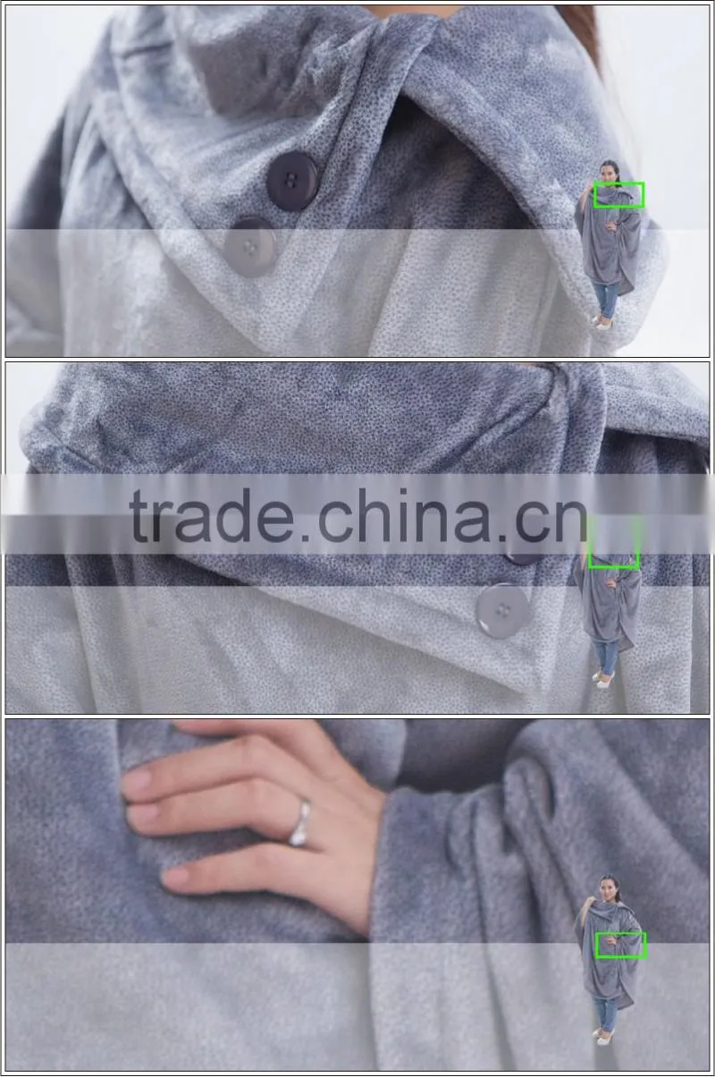 Women oversize falnnel ponchpo ,luxury pajamas