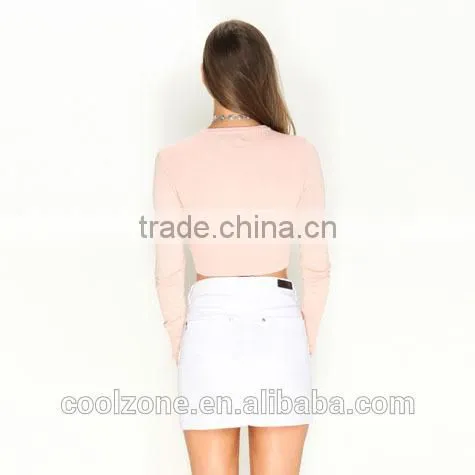 2014 Women's Autumn Latest Sweater Knit Long Sleeves Crop Wholesale Women Tops