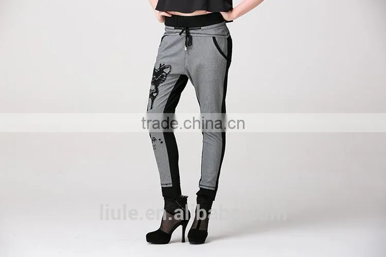 Animal pattern printed harem women hip hop pants with side pockets