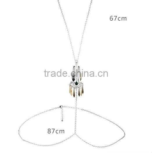 Bikini Beach Crossover Harness Necklace Waist Belt Belly Rock Unibody Body Chain