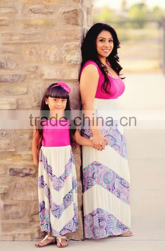 mommy and kids clothing sets white and purple long dresses