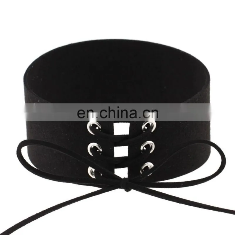 Fashion Suede Leather Wide Choker Collar Necklace
