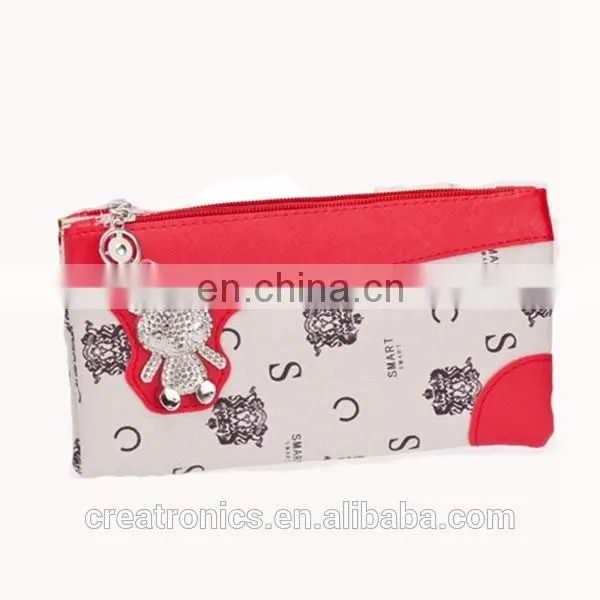 CR Low MOQ requirements multicolor surface inlaid lovely little bear black stylish noble women's wallets