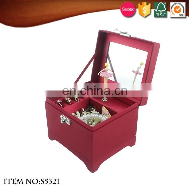Fabric Rectangle Popular Ballerina Dancer Jewelry Music Box